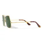 Gold Square Sunglasses with Green Lenses